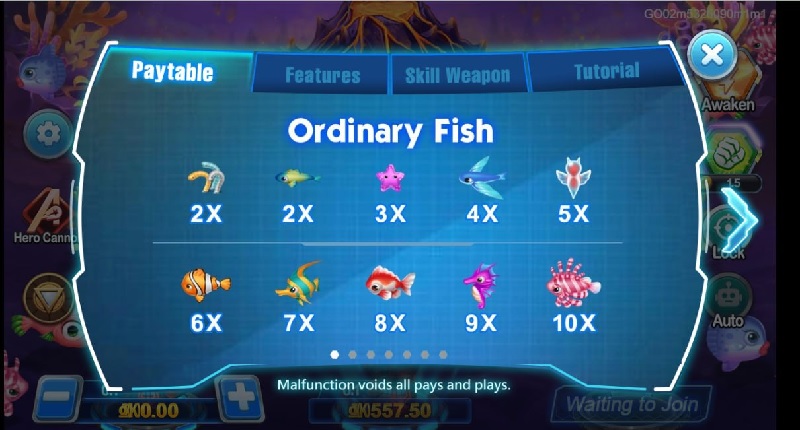 Thông tin về các loại cá xuất hiện trong game Hero Fishing
