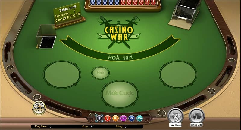 Lựa chọn mức cược Casino War Sic88 hợp lý